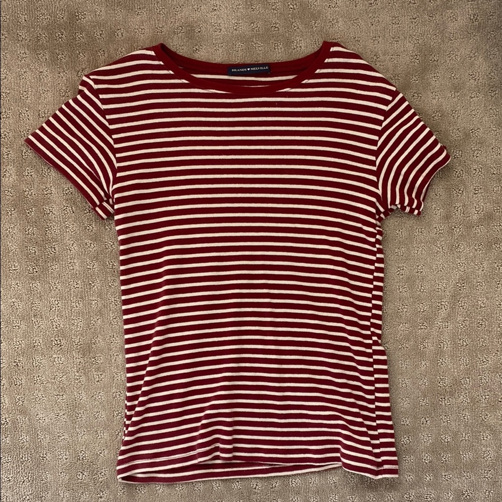 NEVER WORN Brandy Melville Maroon Striped Tee